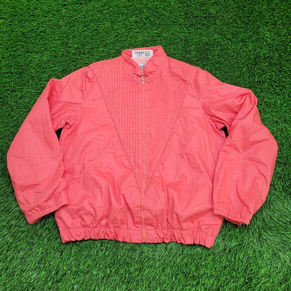 Vintage 80s Pink Windbreaker Jacket Womens Large 22x25 Baggy USA - Picture 1 of 13
